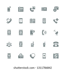 receiver icon set. Collection of 25 filled receiver icons included Phone call, Smartphone, Telephone, Walkie talkie, Mobile, Satellite dish, Call, Phone, Received