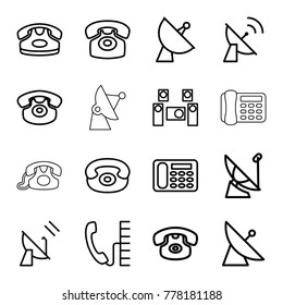 Receiver icons. set of 16 editable outline receiver icons such as satellite, desk phone, audio system
