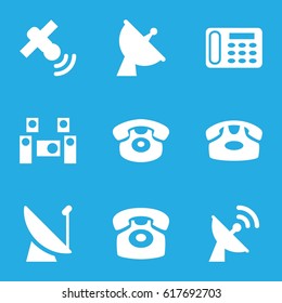 Receiver icons set. set of 9 receiver filled icons such as desk phone, satellite