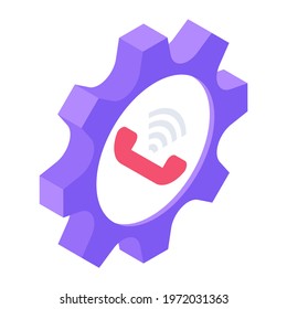 Receiver inside gear concept of call setting icon