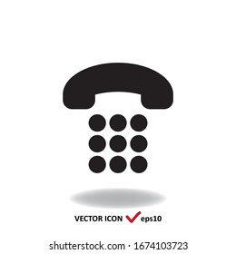 Receiver and phone keyboard, vector flat minimal style icon