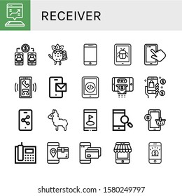 receiver simple icons set. Contains such icons as Mobile, Smartphone, Calling, Call, Llama, Telephone, can be used for web, mobile and logo