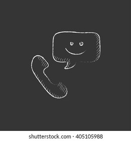 Receiver with speach square. Drawn in chalk icon.