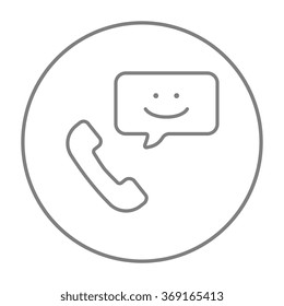 Receiver with speach square line icon.