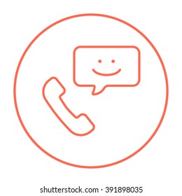 Receiver with speach square line icon.