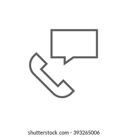 Receiver with speach square line icon.