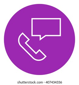 Receiver with speach square line icon.