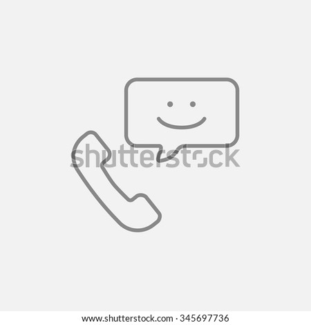 Receiver with speach square line icon for web, mobile and infographics. Vector dark grey icon isolated on light grey background.