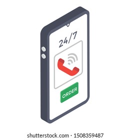 
Receiver symbol inside mobile depicting online helpline 
