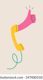 Receives like sign from telephone call. Colorful vector illustration