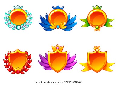 Receiving achievement, vector templates Awards. For game, user interface, banner, application, interface, game development. Icons on a separate layer