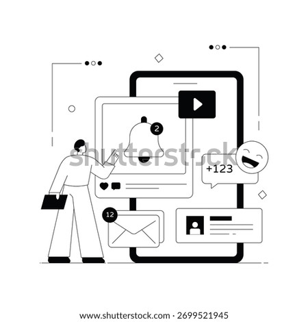Receiving alerts about likes, messages, and mentions Solid Vector Illustration 