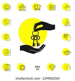 Receiving the bunch of keys - icon. Graphic elements for your design