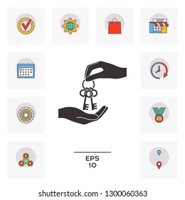 Receiving the bunch of keys - icon. Graphic elements for your design