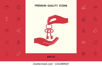 Receiving the bunch of keys - icon. Graphic elements for your design