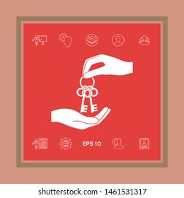 Receiving the bunch of keys - icon. Graphic elements for your design