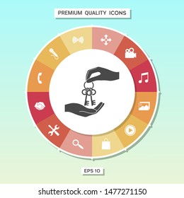 Receiving the bunch of keys - icon. Graphic elements for your design