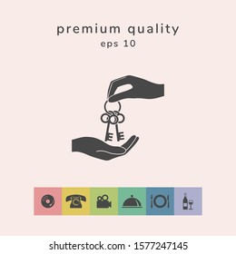 Receiving the bunch of keys - icon. Graphic elements for your design