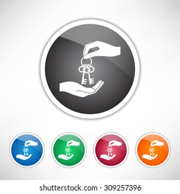 Receiving the bunch of keys - icon. Set of colored icons.