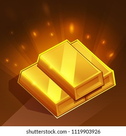 Receiving the cartoon achievement game screen. Vector illustration with award - golden bars.