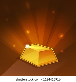 Receiving the cartoon achievement game screen. Vector illustration with award - golden bars.