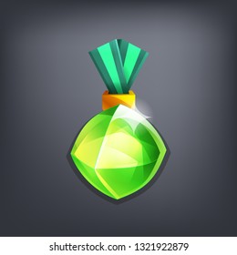 Receiving the cartoon game achievement. Vector illustration with gemstone award.