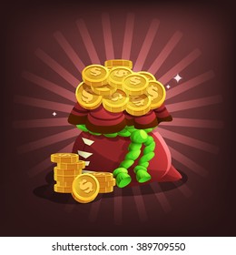 Receiving the cartoon treasure. Vector illustration.