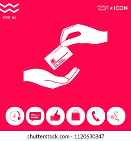 Receiving credit card. Hand holding credit card