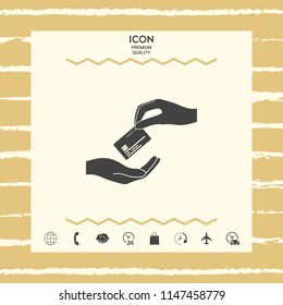 Receiving credit card. Hand holding credit card