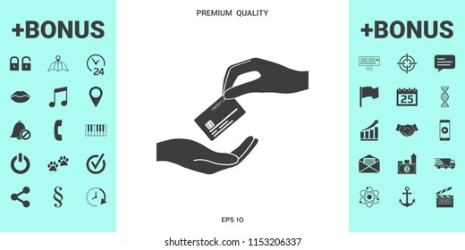 Receiving credit card. Hand holding credit card