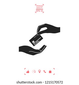 Receiving credit card. Hand holding credit card