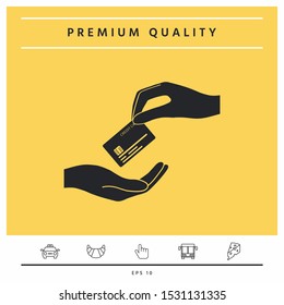 Receiving credit card. Hand holding credit card.