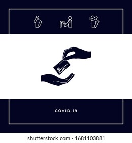 Receiving credit card. Hand holding credit card.