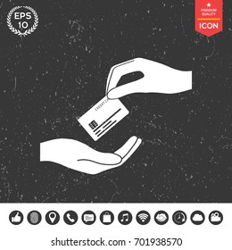 Receiving credit card. Hand holding credit card