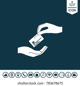 Receiving credit card. Hand holding credit card Receiving credit card. Hand holding credit card