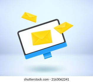 Receiving electronic mail concept. 3d vector illustration