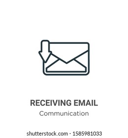 Receiving email outline vector icon. Thin line black receiving email icon, flat vector simple element illustration from editable communication concept isolated on white background