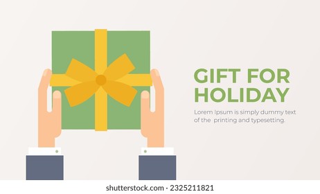 Recibir o dar vector de regalo. Manos sosteniendo la ilustración plana presente.