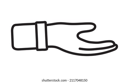 icono de la mano de recepción en fondo blanco