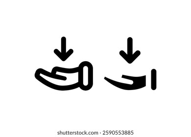 Receiving hand icons in solid and outline style Vector