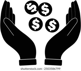 Receiving Hand symbol, Receive donation, Giving and Receive donation, Money with Both hand