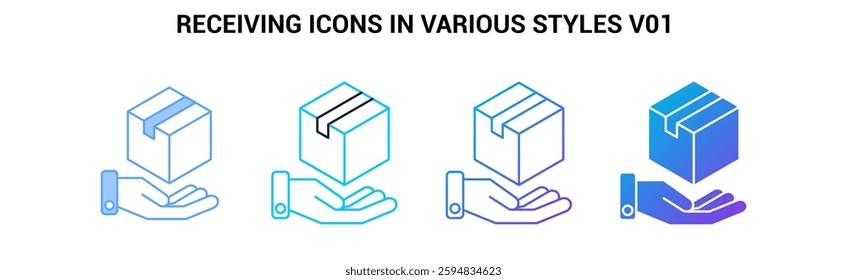 Receiving icon visualized simply Blue, Dualline, Gradient, Fill style.
