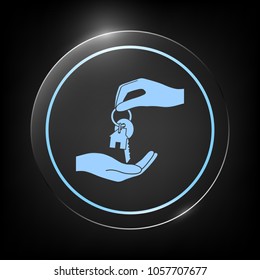Receiving the key with keychain shaped like a house - icon.