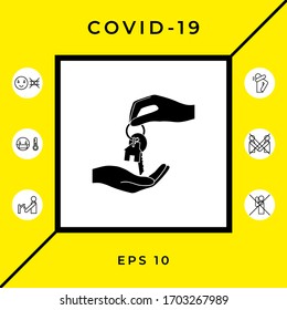 Recibir la llave con la llave en forma de casa - icono. Elementos gráficos para el diseño