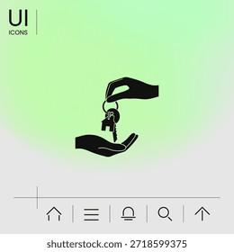 Recibir la llave con llavero en forma de casa - icono.