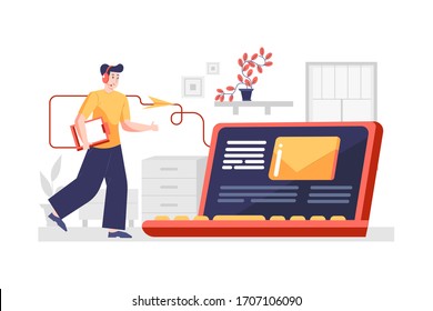 Receiving message quickly illustration concept