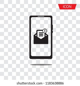 Receiving messages, mail on mobile phone. Incoming SMS icon vector isolated on white background.
