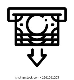 receiving money from atm icon vector. receiving money from atm sign. isolated contour symbol illustration