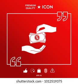 Receiving money banknotes stack icon. Cash stacks money banknotes