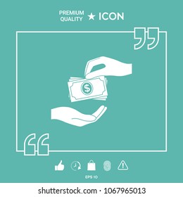Receiving money banknotes stack icon. Cash stacks money banknotes